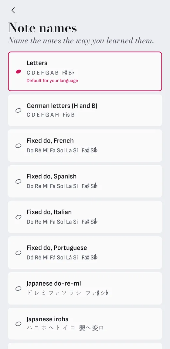 Note names in the system you learned.